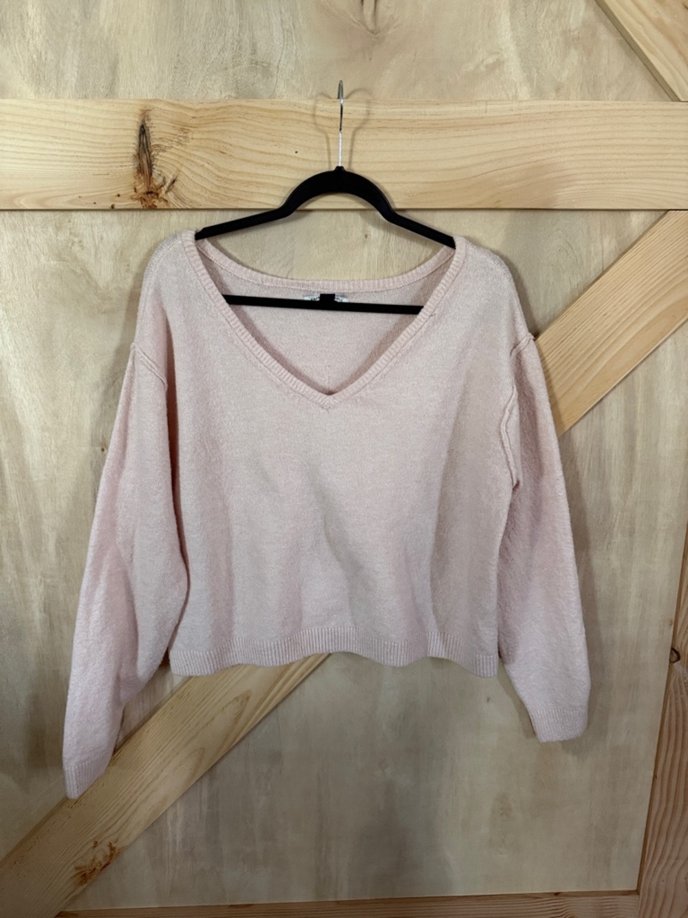 American Eagle Outfitters Light Pink V-Neck Sweater